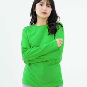 Kaos Polos Wanita Lengan Panjang Hijau Fuji