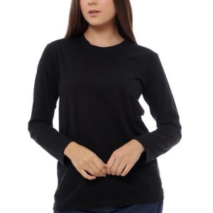 Kaos Polos Wanita Lengan Panjang Warna Hitam