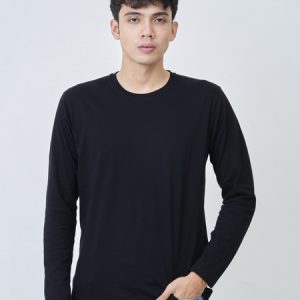Kaos Polos Pria Lengan Panjang Warna Hitam