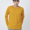 Kaos Polos Pria Lengan Panjang Warna Mustard - Gambar 2