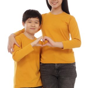 Kaos Polos Anak Lengan Panjang Warna Mustard