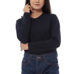 Kaos Polos Wanita Lengan Panjang Biru Dongker