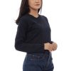 Kaos Polos Wanita Lengan Panjang Biru Dongker - Gambar 2