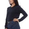 Kaos Polos Wanita Lengan Panjang Biru Dongker - Gambar 3