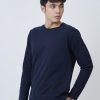 Kaos Polos Pria Lengan Panjang Warna Navy - Gambar 2