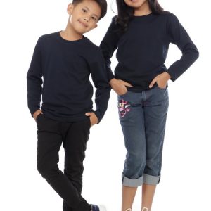 Kaos Polos Anak Lengan Panjang Biru Dongker