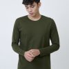 Kaos Polos Pria Lengan Panjang Hijau Army - Gambar 2