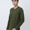 Kaos Polos Pria Lengan Panjang Hijau Army