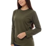 Kaos Polos Wanita Lengan Panjang Hijau Army