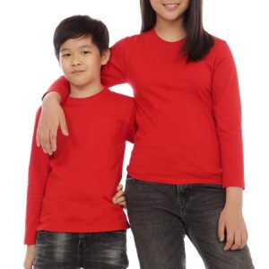 Kaos Polos Anak Lengan Panjang Warna Merah