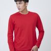 Kaos Polos Pria Lengan Panjang Warna Merah - Gambar 2