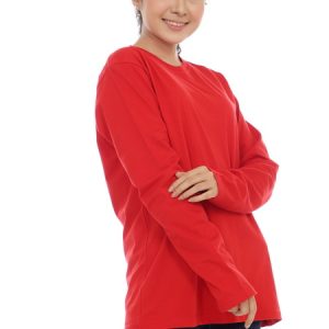 Kaos Polos Wanita Lengan Panjang Warna Merah