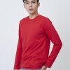Kaos Polos Pria Lengan Panjang Warna Merah