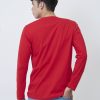 Kaos Polos Pria Lengan Panjang Warna Merah - Gambar 3