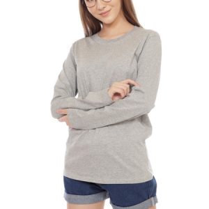 Kaos Polos Wanita Lengan Panjang Abu Misty