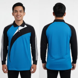Kaos Seragam Lengan Panjang Warna Biru Turkis