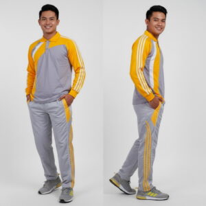 Setelan Kaos Training Olahraga Warna Abu Kuning