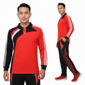 Setelan Kaos Training Olahraga Warna Merah