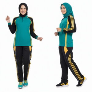 Setelan Training Olahraga Wanita Toska Kuning