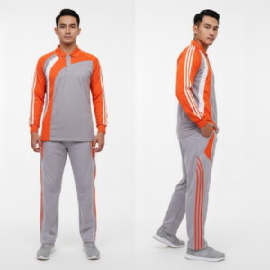 Setelan Kaos Training Olahraga Warna Abu Orange