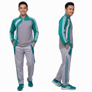 Setelan Kaos Training Olahraga Warna Abu Toska