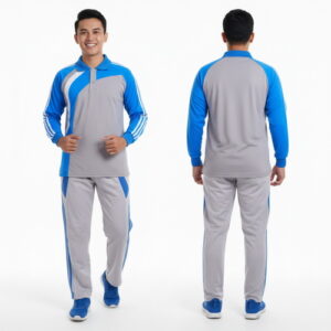 Setelan Kaos Training Olahraga Warna Abu Turkis