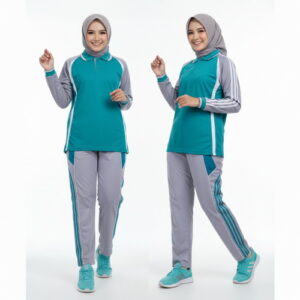 Setelan Training Olahraga Wanita Toska Abu
