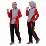 Setelan Training Seragam Olahraga Warna Abu Merah Hitam