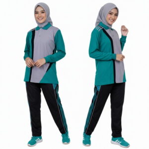 Setelan Training Seragam Olahraga Warna Abu Toska