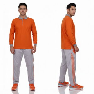 Setelan Kaos Olahraga Polos Warna Orange Abu
